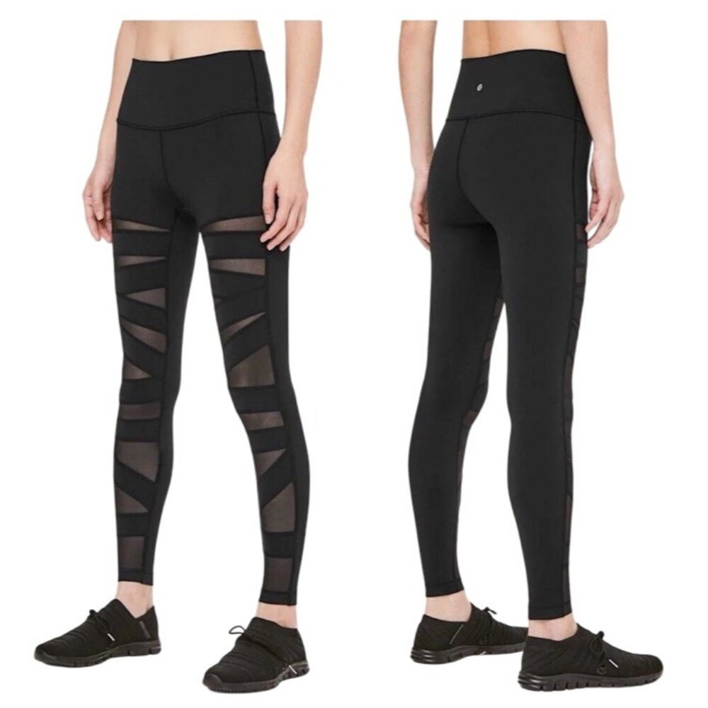 Lululemon Wunder Under High Rise Pant Womens Size 4 Tech Mesh Black 28”